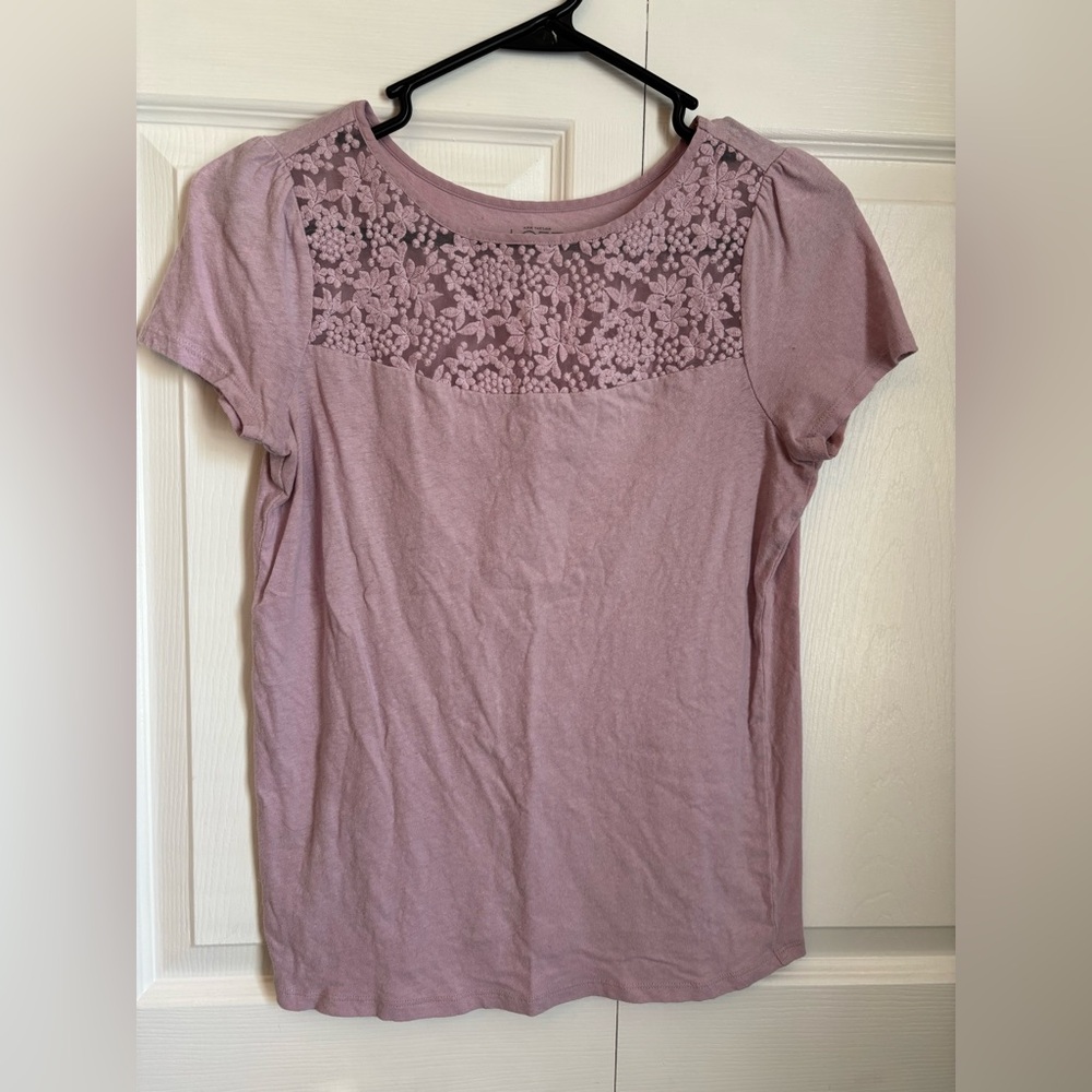 Lilac Purple Mesh Lace Shirt LOFT